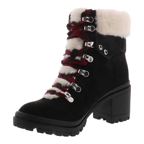 Jellypop SZ 6.5 Kraft Black Faux Fur Lined Lace Up Winter Boots - Picture 1 of 12